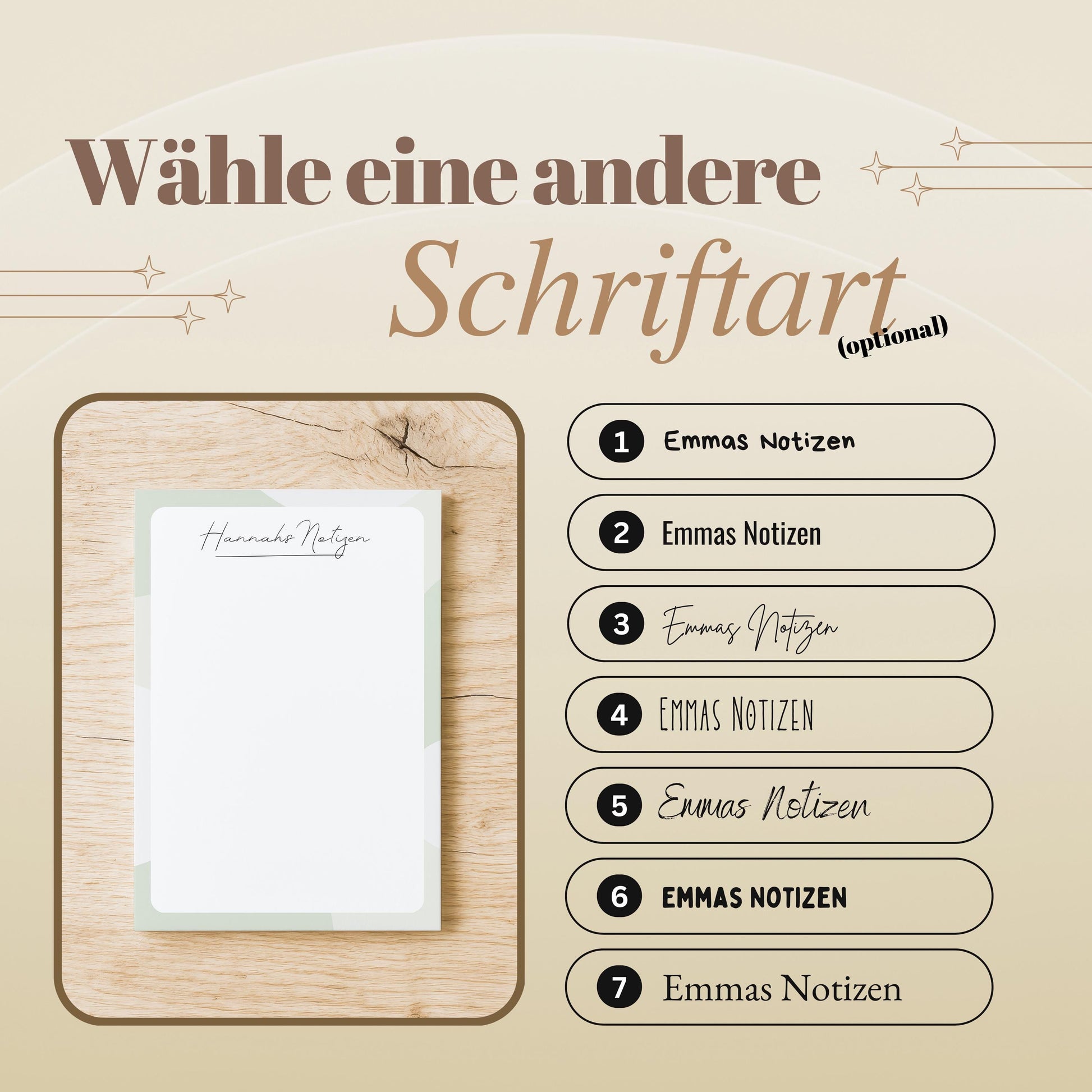 Notizblock Office Design, 10x15 cm, 50 Blatt mit Leimbindung, personalisierbar mit Namen, Handmade, Schreibwaren Büro