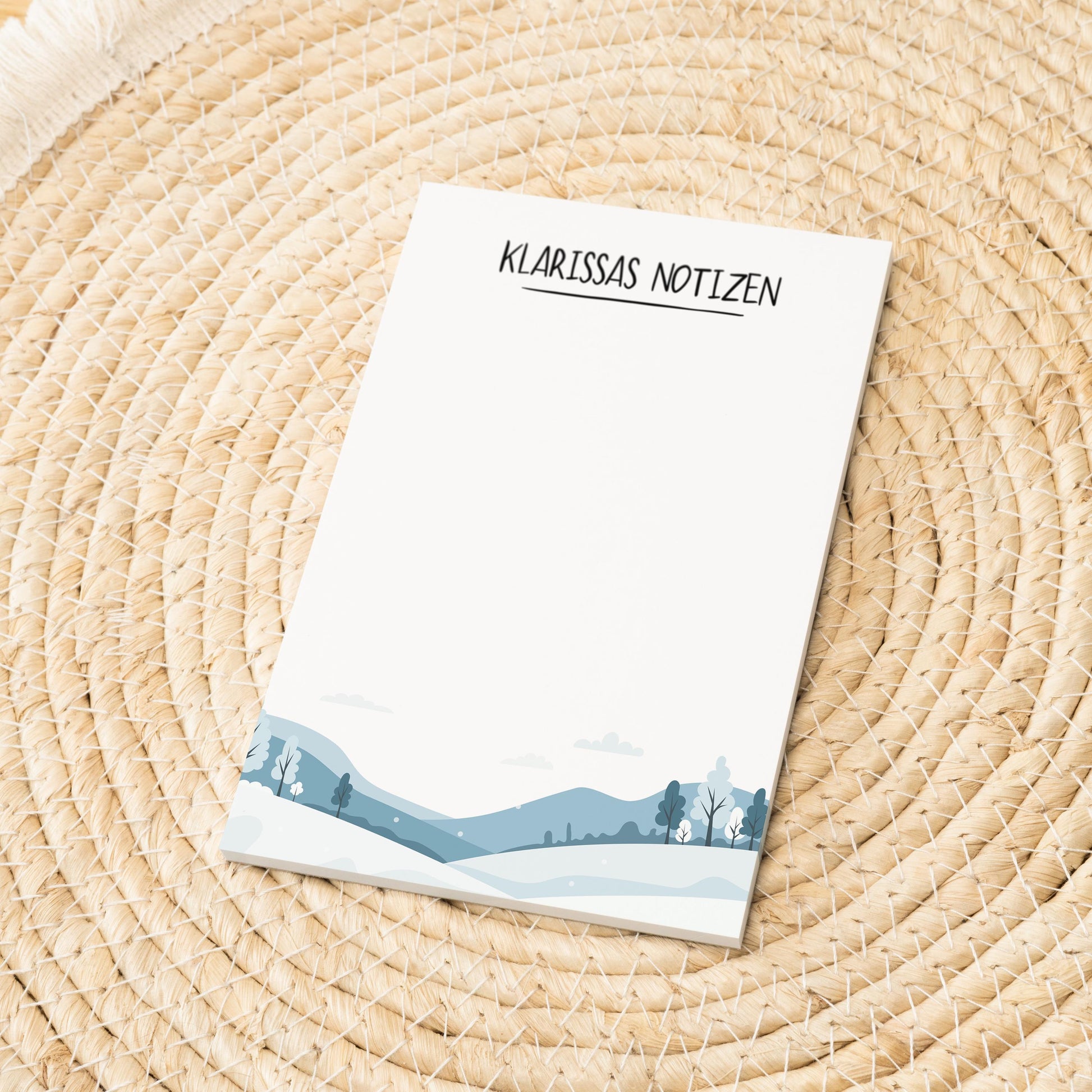 Notizblock Winter Design, 10x15 cm, 50 Blatt mit Leimbindung, personalisierbar mit Namen, Handmade, Schreibwaren Büro