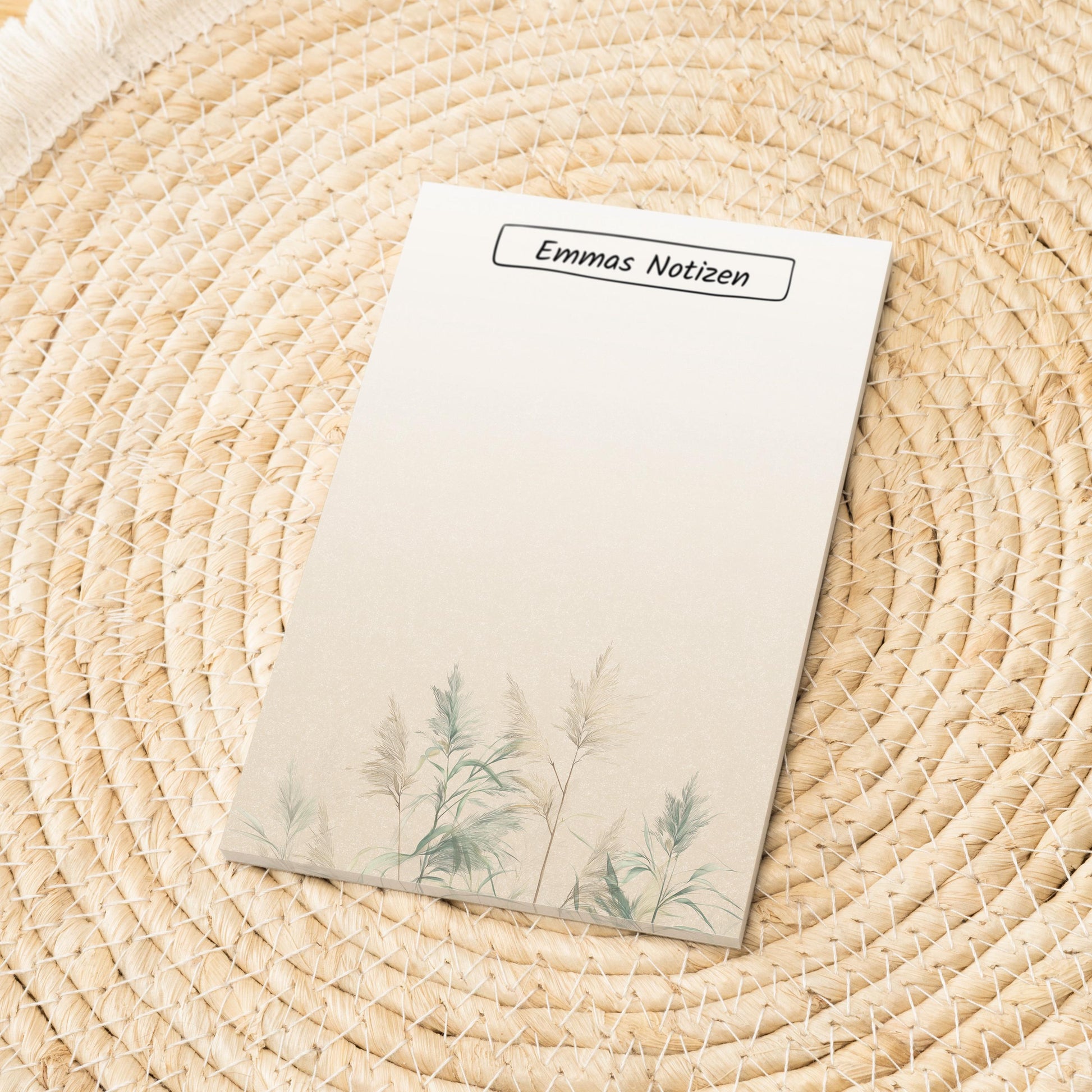 Notizblock Wiese Design, 10x15 cm, 50 Blatt mit Leimbindung, personalisierbar mit Namen, Handmade