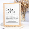 Goldenehochzeit Definition Poster personalisierbar mit Namen Goldenehochzeit Poster Geschenk Poster Goldenehochzeitsgeschenk Definition