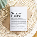 Silbernehochzeit Definition A6 Karte personalisierbar mit Namen Silberhochzeit Grußkarte Geschenk Definition Silberhochzeitsgeschenk