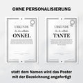 Tante Urkunde Poster, personalisierbar mit Namen + Text, Massivholzrahmen, verschiedene Größen, Einrahmservice, Geschenk Tante