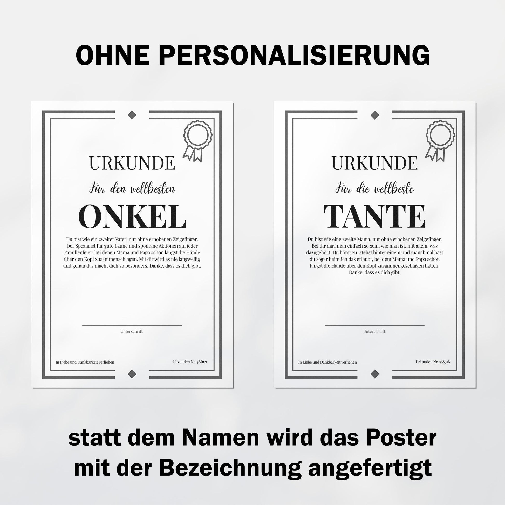 Tante Urkunde Poster, personalisierbar mit Namen + Text, Massivholzrahmen, verschiedene Größen, Einrahmservice, Geschenk Tante