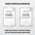 Tante Urkunde Poster, personalisierbar mit Namen + Text, Massivholzrahmen, verschiedene Größen, Einrahmservice, Geschenk Tante