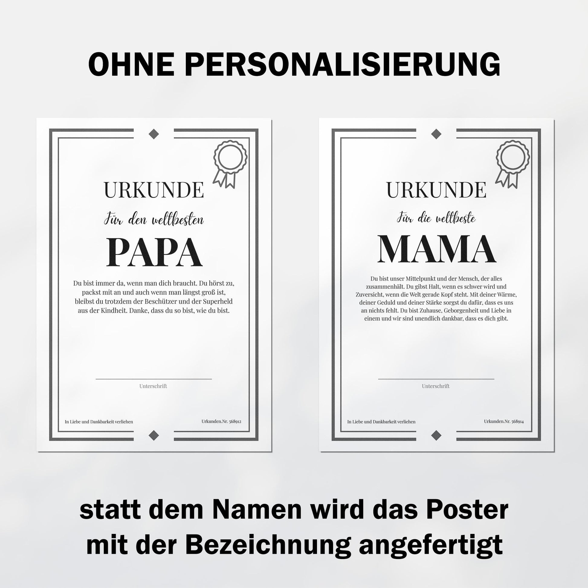 Mama Urkunde Poster, personalisierbar mit Namen + Text, Massivholzrahmen, verschiedene Größen, Einrahmservice, Geschenk Mutter