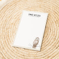 Notizblock Eule Vogel Design, 10x15 cm, 50 Blatt mit Leimbindung, personalisierbar mit Namen, Handmade, Geschenk Ornithologe