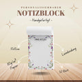 Notizblock Blumen Ranken Design, 10x15 cm, 50 Blatt mit Leimbindung, personalisierbar mit Namen, Handmade