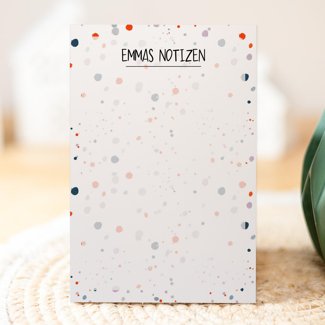 Notizblock Kleckse Design, 10x15 cm, 50 Blatt mit Leimbindung, personalisierbar mit Namen, Handmade, Geschenk Zeichner