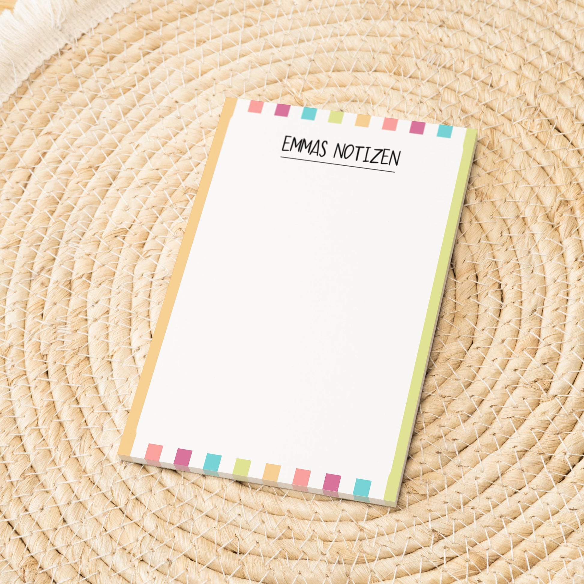 Notizblock Streifen Design, 10x15 cm, 50 Blatt mit Leimbindung, personalisierbar mit Namen, Handmade