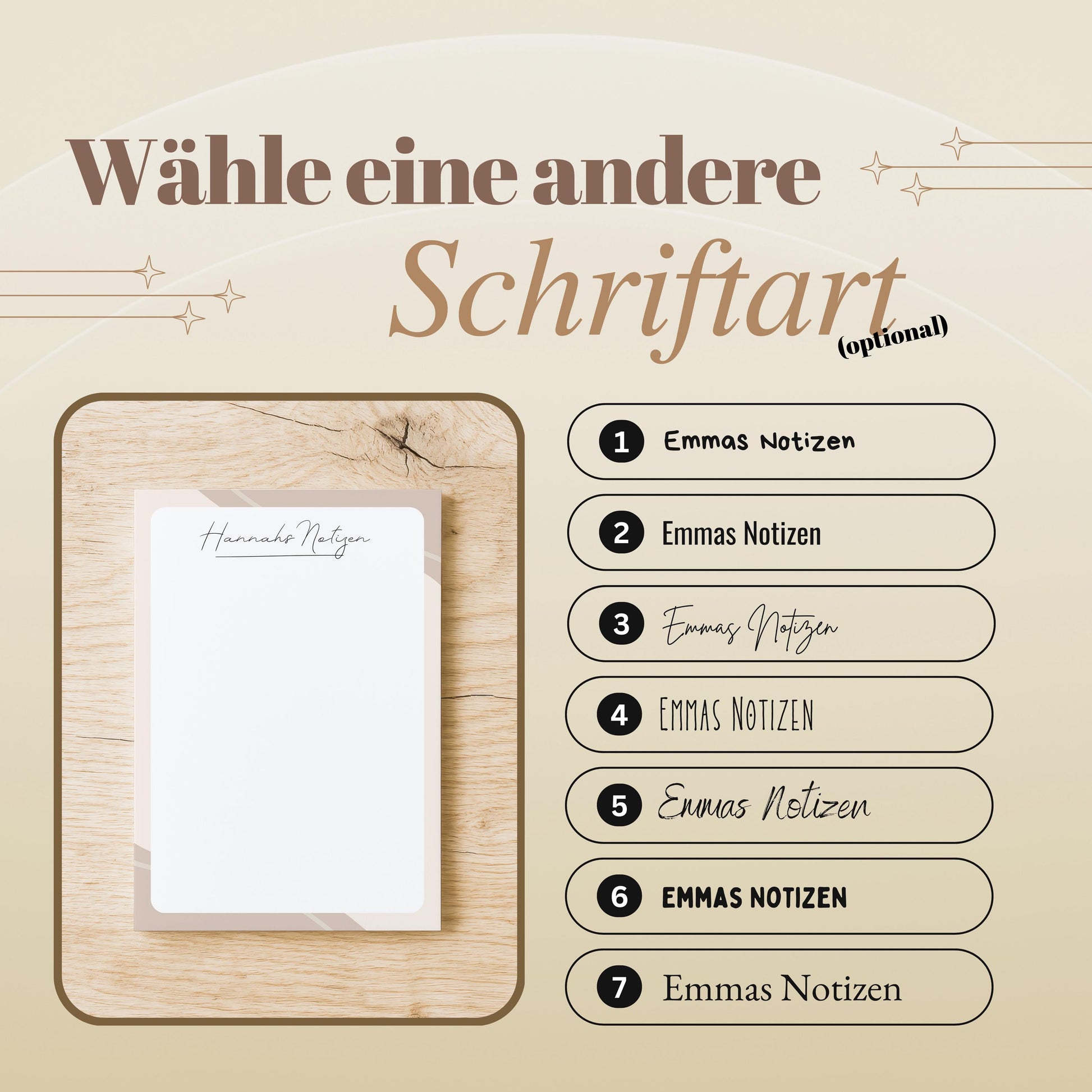 Notizblock Office Design, 10x15 cm, 50 Blatt mit Leimbindung, personalisierbar mit Namen, Handmade, Schreibwaren Büro