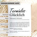 Terminlos Glücklich Definition Karte, A6, personalisierbar mit Namen, Ruhestand Rente Pension, Abschiedgeschenk, Umschlag Kartenhalter