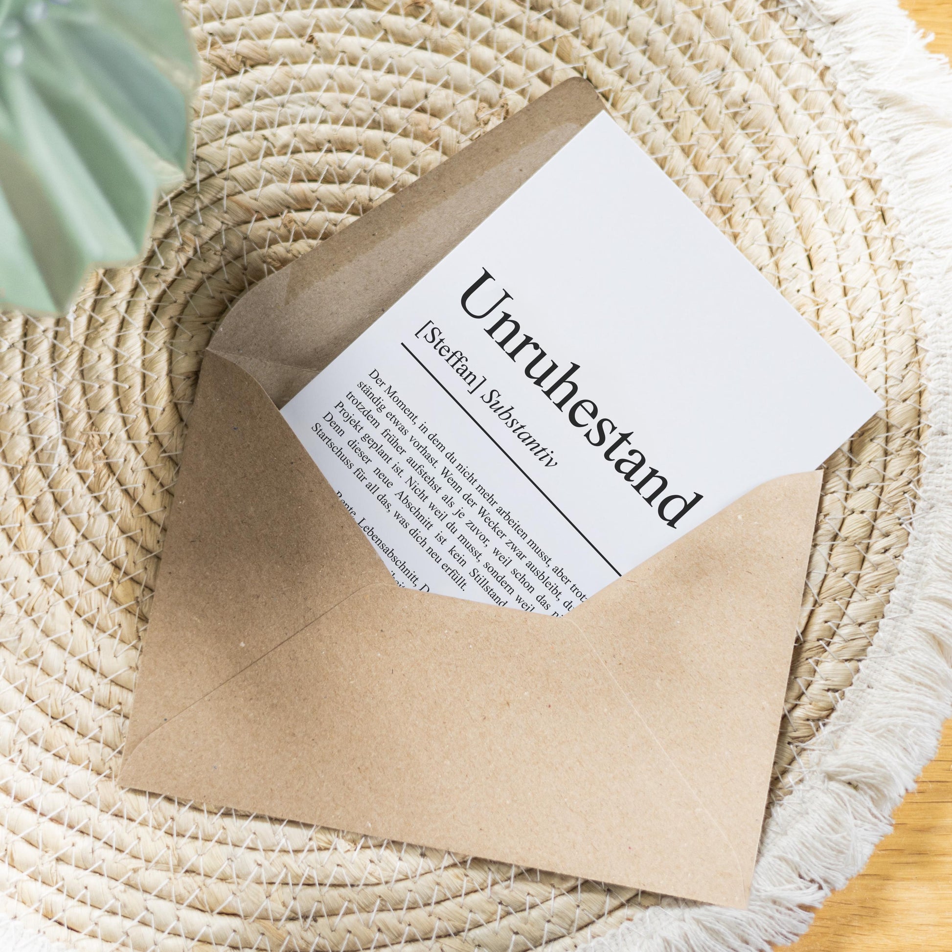 Unruhestand Definition Karte, A6, personalisierbar mit Namen, Ruhestand Rente Pension, Abschiedgeschenk, Umschlag Kartenhalter