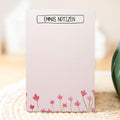 Notizblock Blumen Wiese Design, 10x15 cm, 50 Blatt mit Leimbindung, personalisierbar mit Namen, Handmade