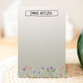 Notizblock Blumen Wiese Design, 10x15 cm, 50 Blatt mit Leimbindung, personalisierbar mit Namen, Handmade