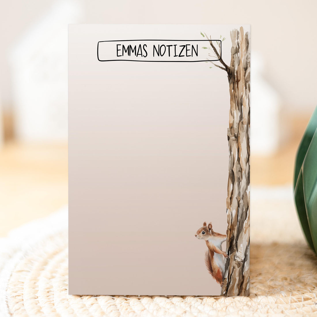 Notizblock Eichhörnchen Design, 10x15 cm, 50 Blatt mit Leimbindung, personalisierbar mit Namen, Handmade