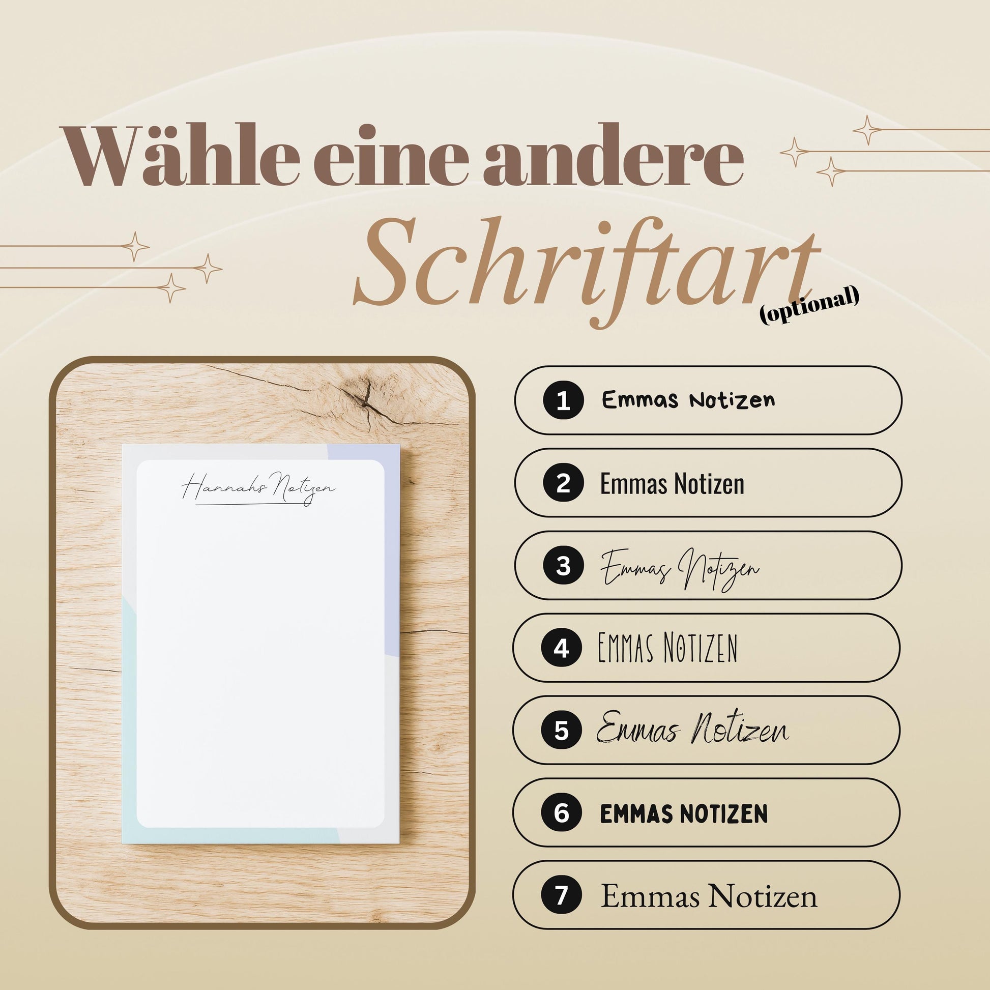 Notizblock Office Design, 10x15 cm, 50 Blatt mit Leimbindung, personalisierbar mit Namen, Handmade, Schreibwaren Büro