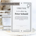 Papa Urkunde Poster, personalisierbar mit Namen + Text, Massivholzrahmen, verschiedene Größen, Einrahmservice, Geschenk Vater