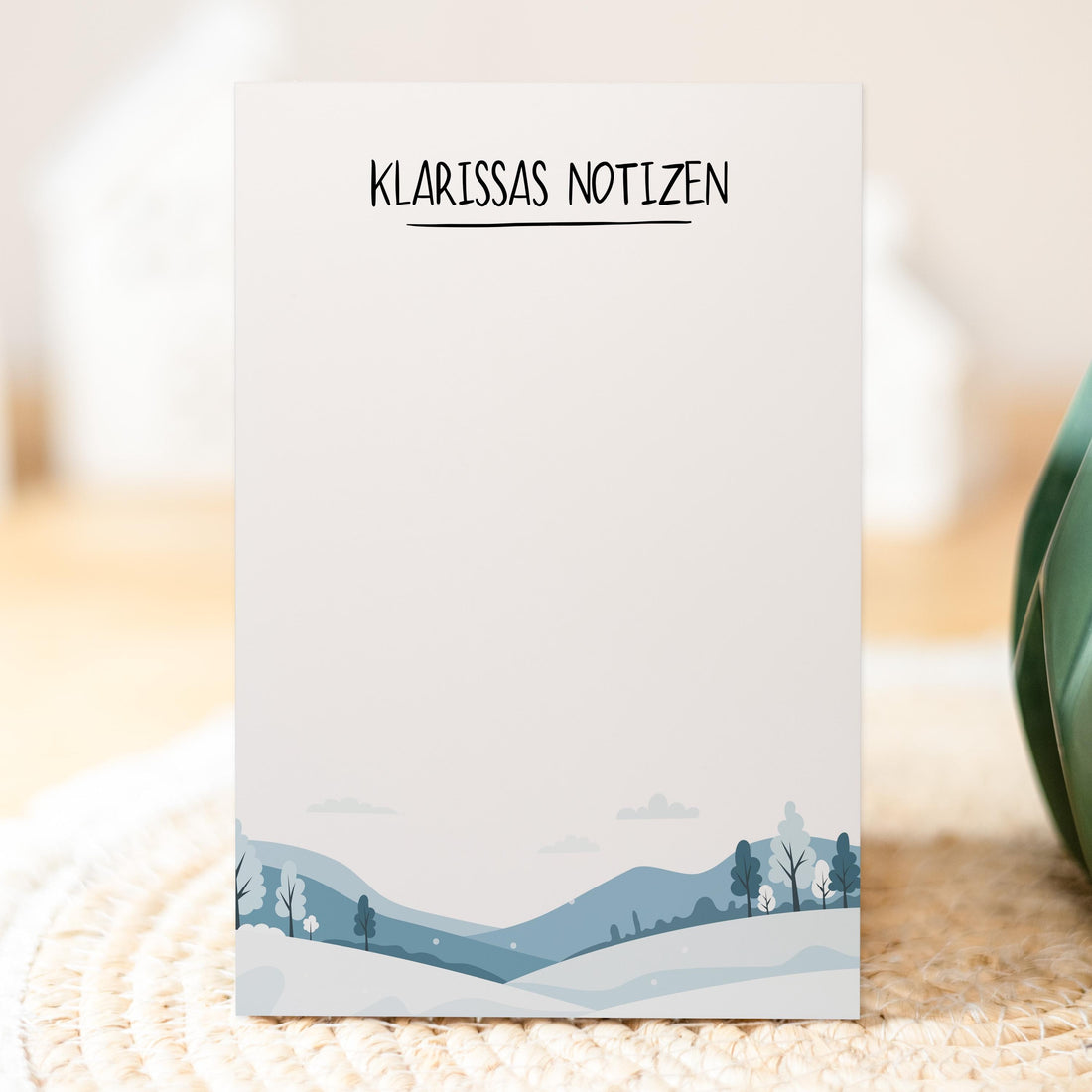 Notizblock Winter Design, 10x15 cm, 50 Blatt mit Leimbindung, personalisierbar mit Namen, Handmade, Schreibwaren Büro