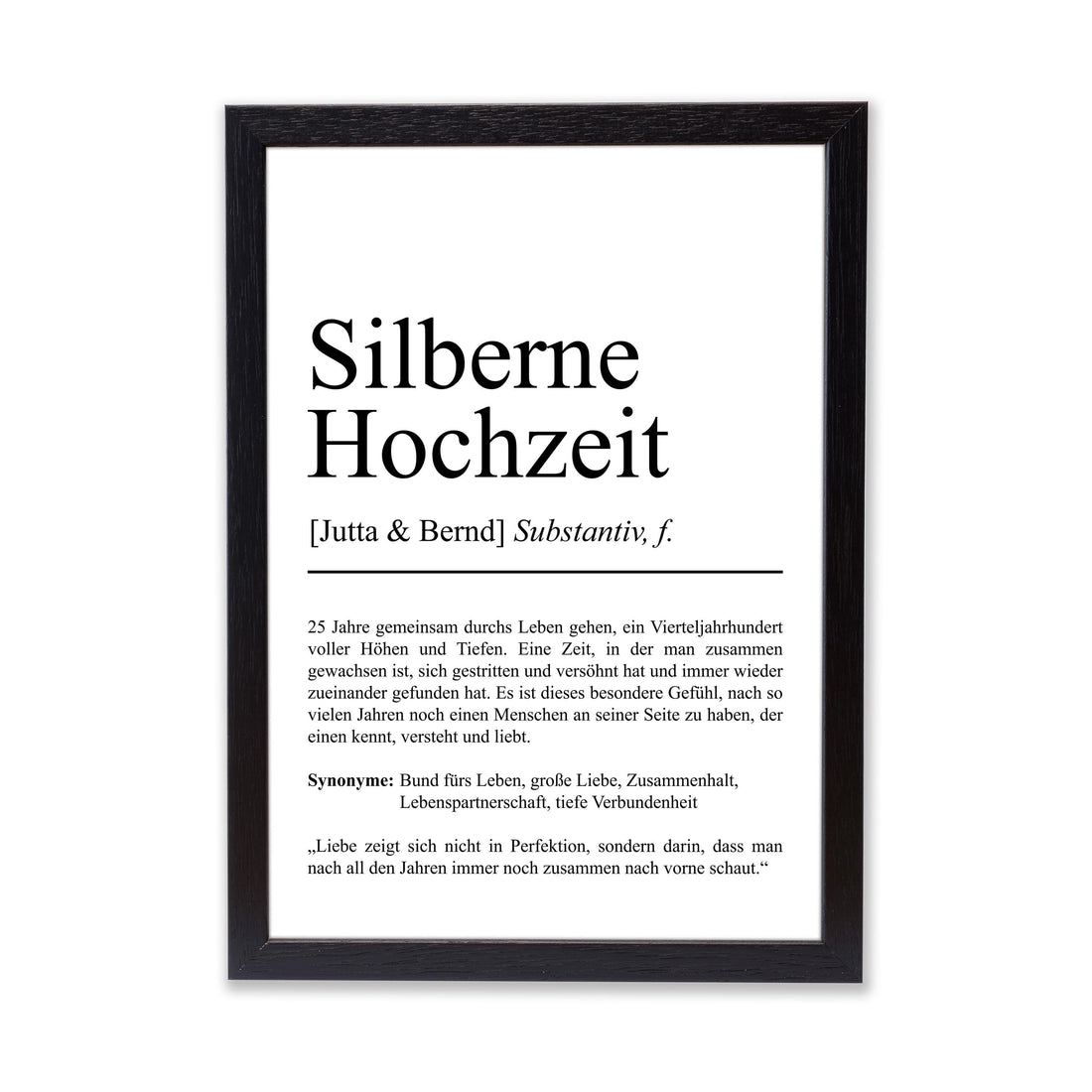 Silbernehochzeit Definition Poster personalisierbar mit Namen Silberhochzeit Poster Geschenk Poster Silberhochzeitsgeschenk Definition