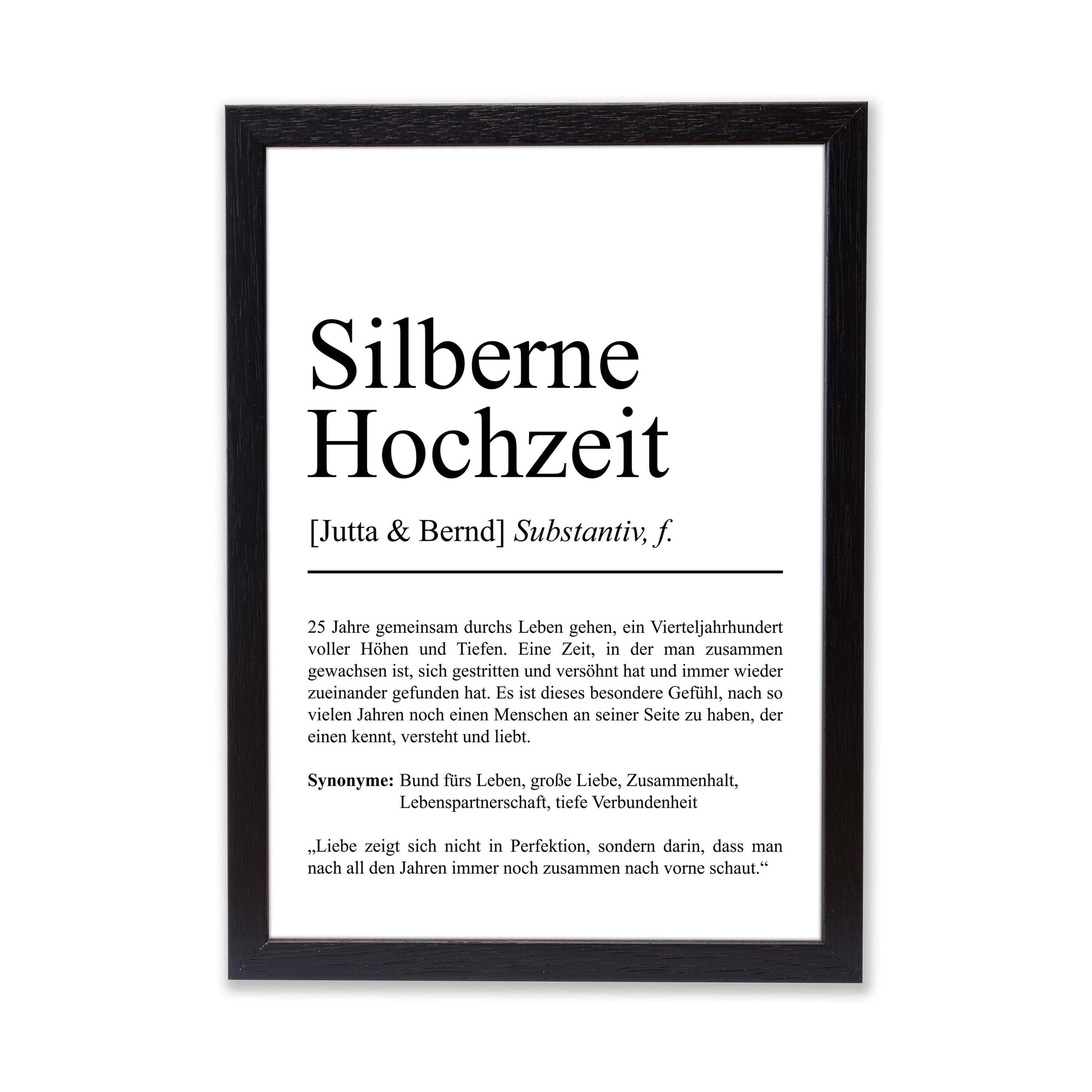 Silbernehochzeit Definition Poster personalisierbar mit Namen Silberhochzeit Poster Geschenk Poster Silberhochzeitsgeschenk Definition