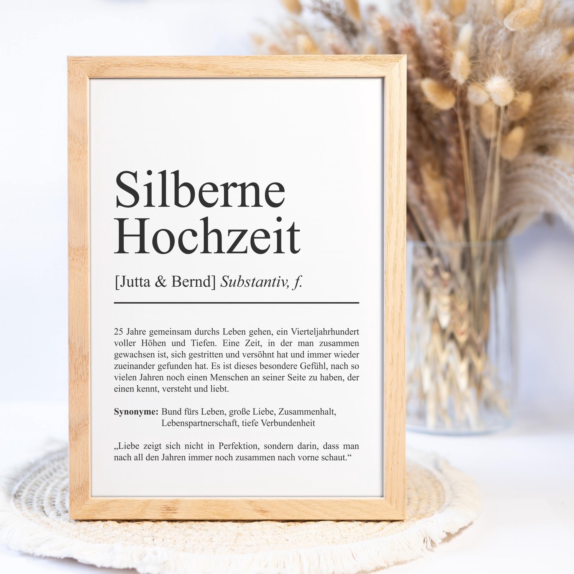 Silbernehochzeit Definition Poster personalisierbar mit Namen Silberhochzeit Poster Geschenk Poster Silberhochzeitsgeschenk Definition
