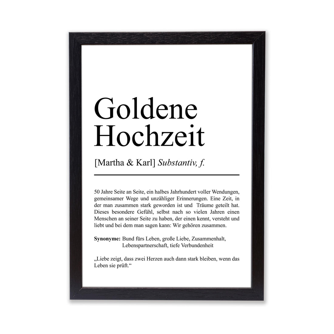 Goldenehochzeit Definition Poster personalisierbar mit Namen Goldenehochzeit Poster Geschenk Poster Goldenehochzeitsgeschenk Definition