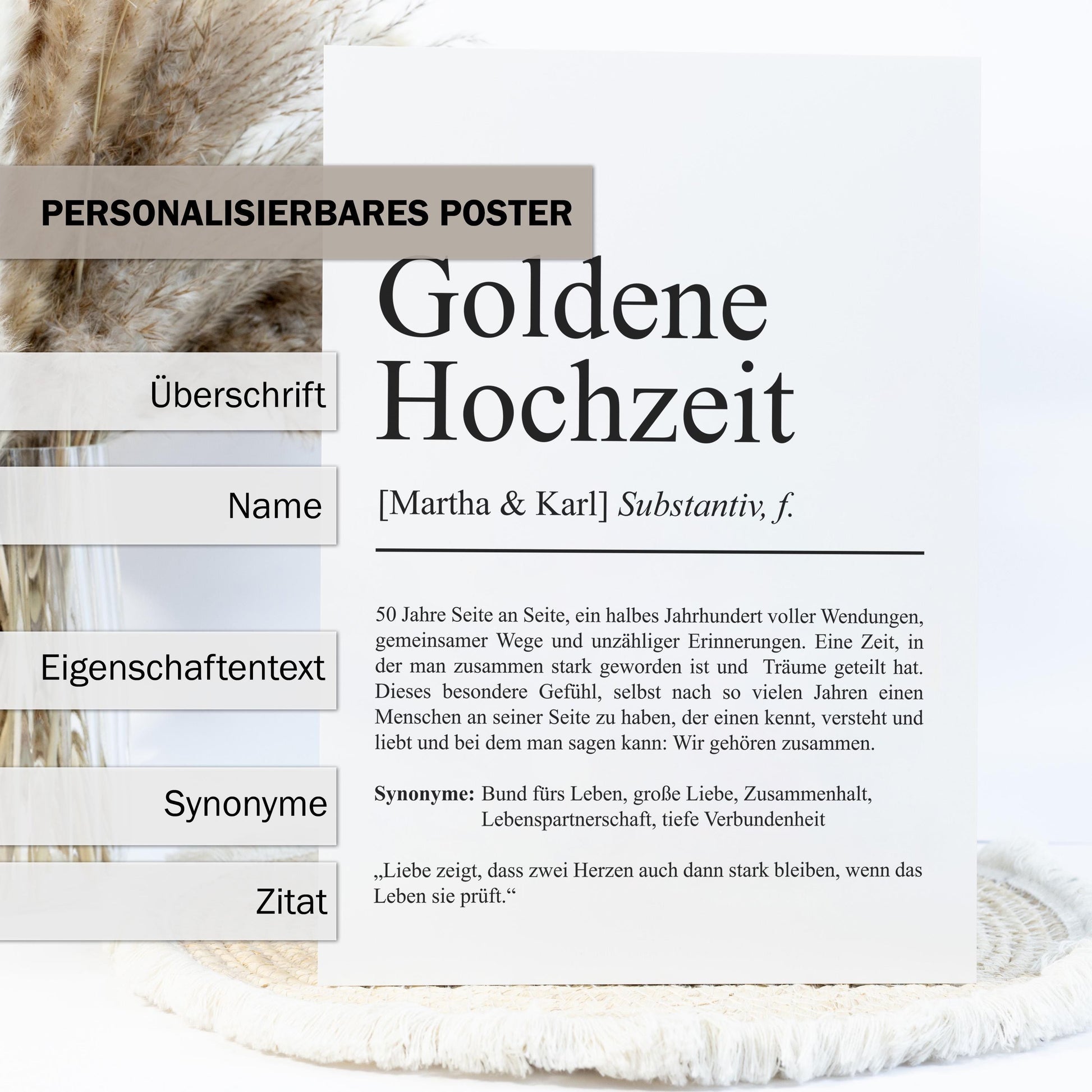 Goldenehochzeit Definition Poster personalisierbar mit Namen Goldenehochzeit Poster Geschenk Poster Goldenehochzeitsgeschenk Definition