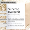 Silbernehochzeit Definition A6 Karte personalisierbar mit Namen Silberhochzeit Grußkarte Geschenk Definition Silberhochzeitsgeschenk