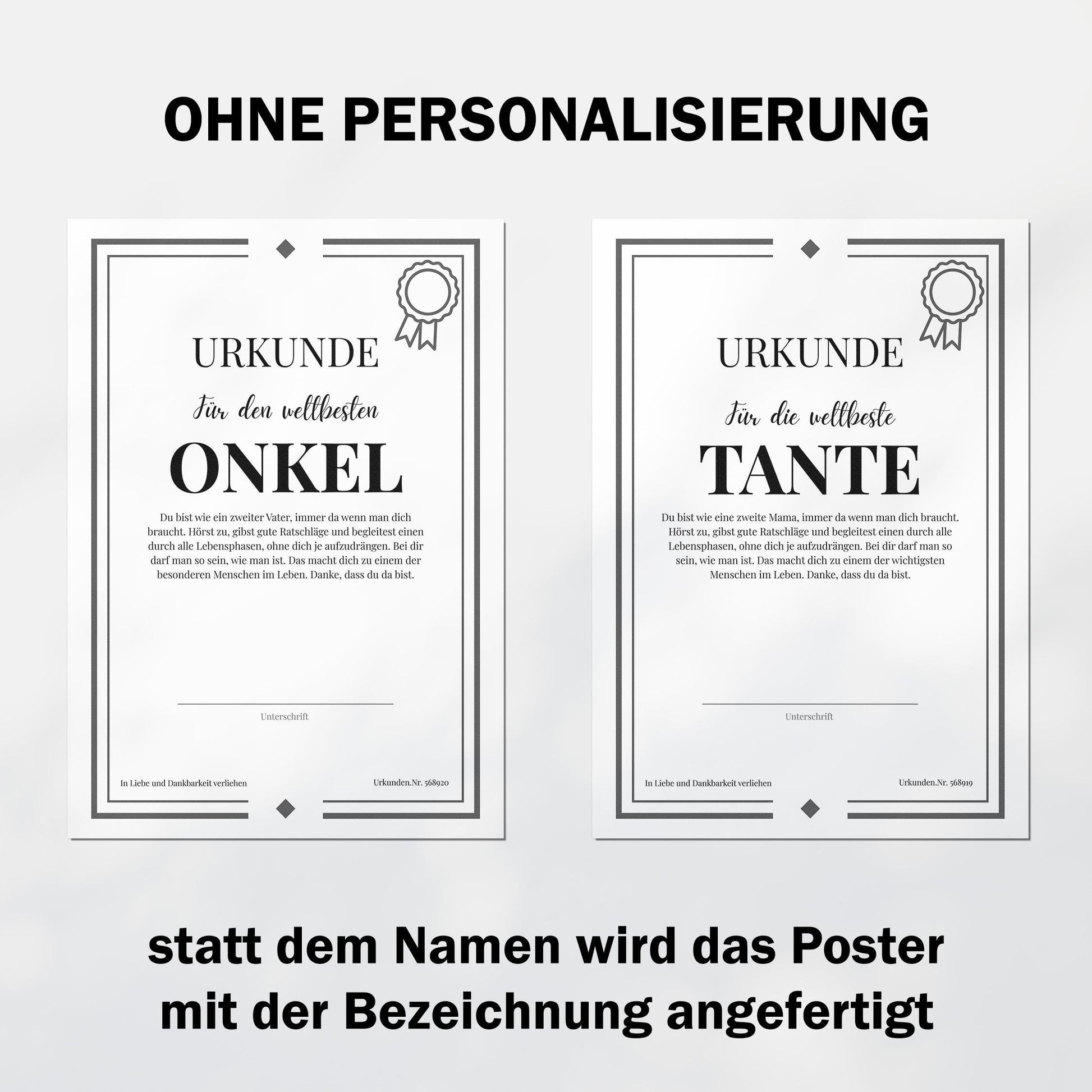 Onkel Urkunde Poster, personalisierbar mit Namen + Text, Massivholzrahmen, verschiedene Größen, Einrahmservice, Geschenk Onkel
