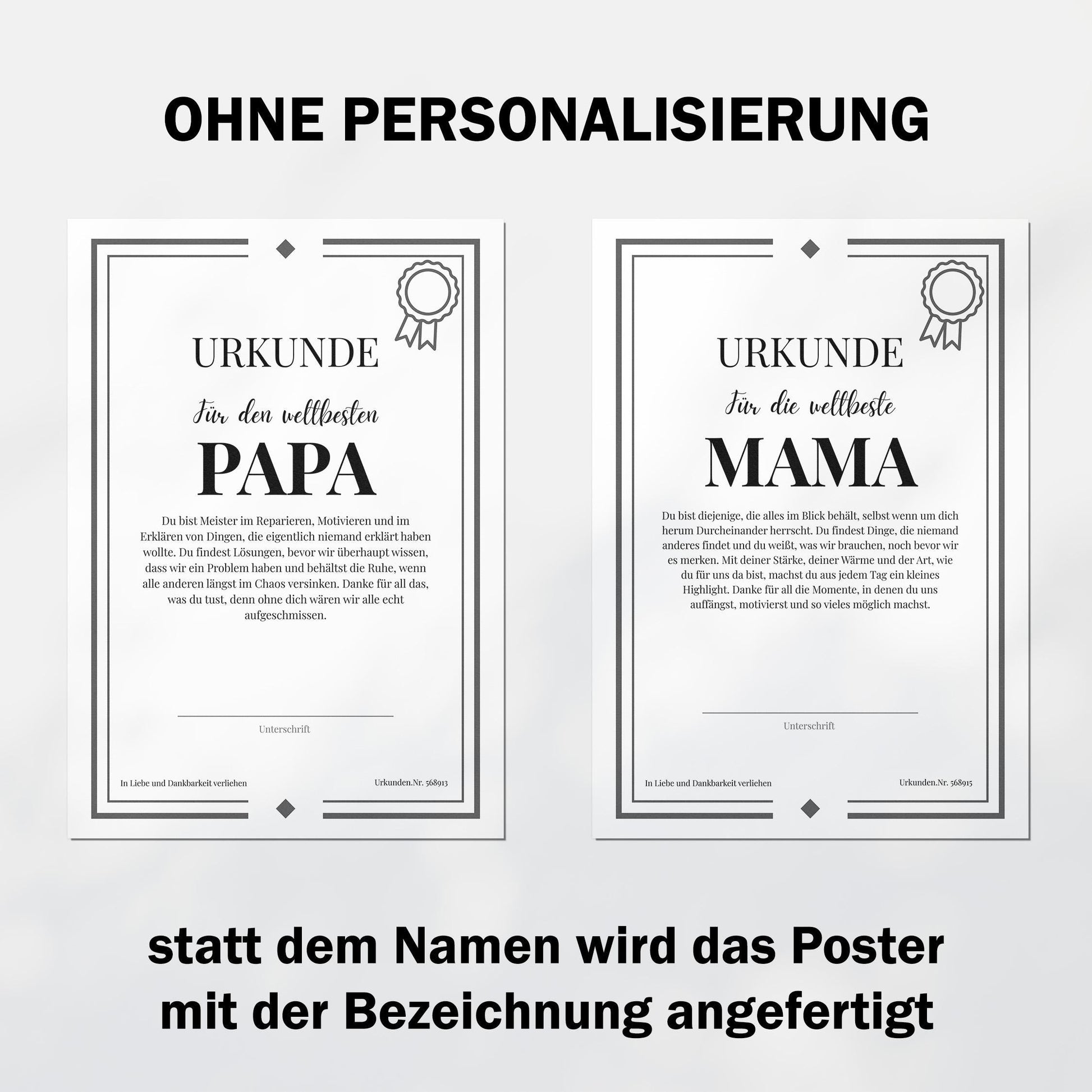Mama Urkunde Poster, personalisierbar mit Namen + Text, Massivholzrahmen, verschiedene Größen, Einrahmservice, Geschenk Mutter
