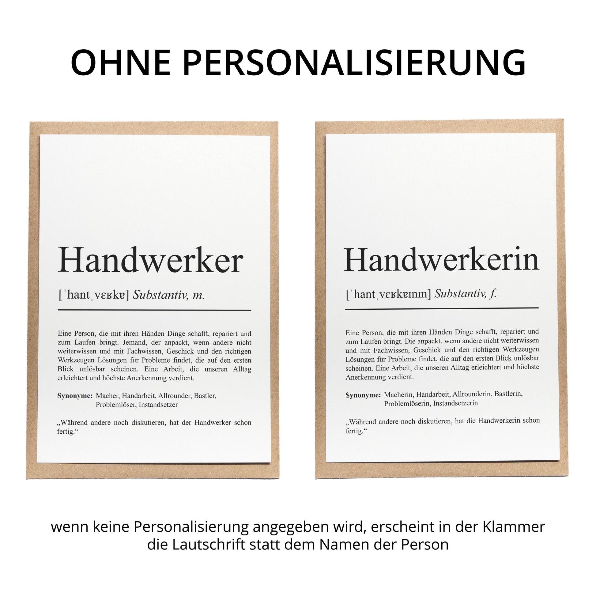 Handwerkerin Definition A6 Karte personalisierbar mit Namen Beruf Handwerkerin Geschenk Geburtstag Grußkarte Klappkarte Umschlag