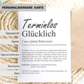 Terminlos Glücklich Definition Karte, A6, personalisierbar mit Namen, Ruhestand Rente Pension, Abschiedgeschenk, Umschlag Kartenhalter
