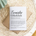 Terminlos Glücklich Definition Karte, A6, personalisierbar mit Namen, Ruhestand Rente Pension, Abschiedgeschenk, Umschlag Kartenhalter