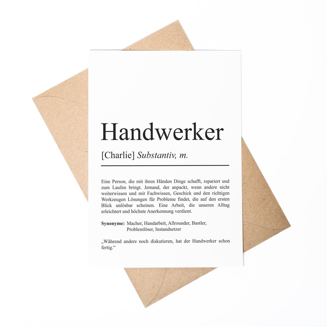 Handwerker Definition A6 Karte personalisierbar mit Namen Beruf Handwerker Geschenk Geburtstag Grußkarte Klappkarte Umschlag Kartenhalter