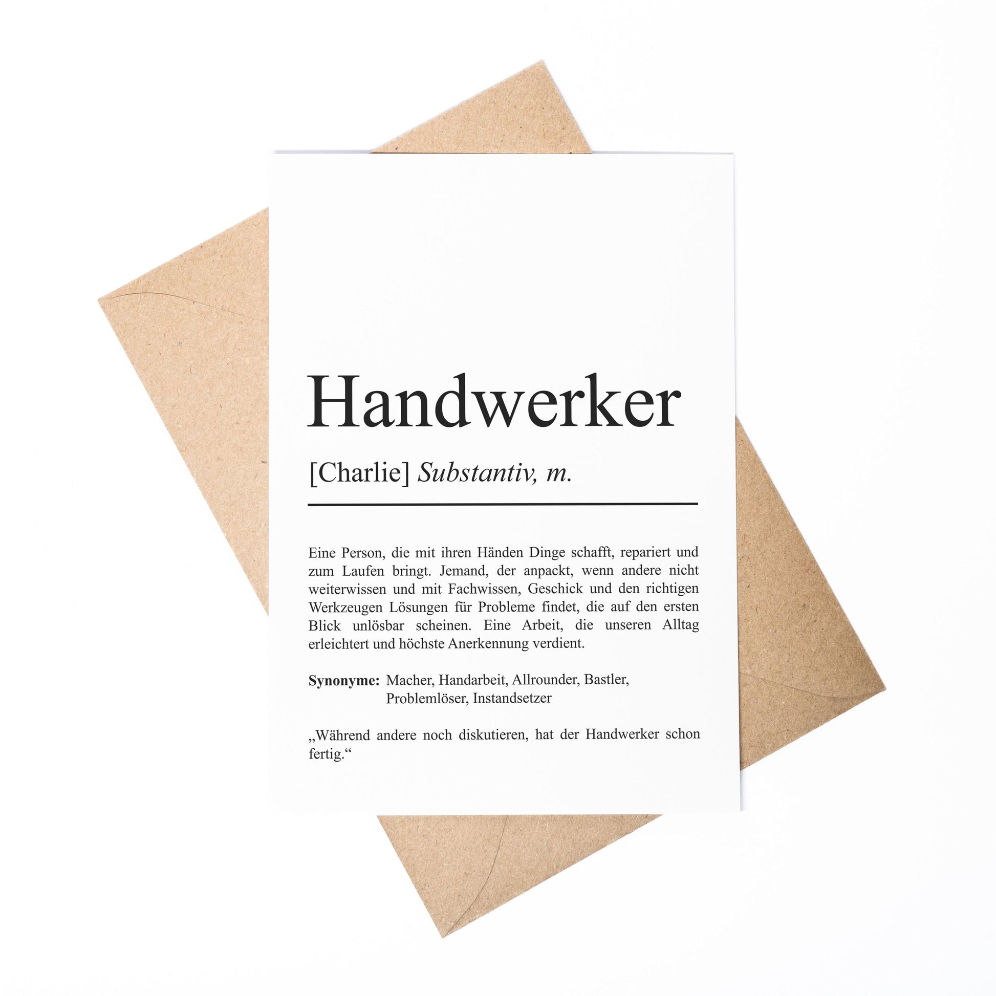 Handwerker Definition A6 Karte personalisierbar mit Namen Beruf Handwerker Geschenk Geburtstag Grußkarte Klappkarte Umschlag Kartenhalter