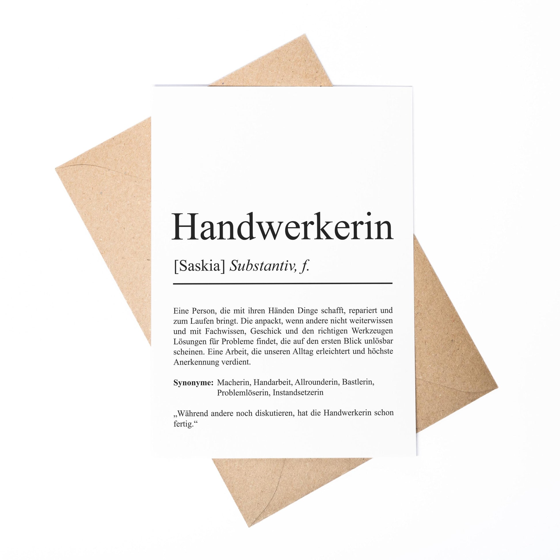 Handwerker Definition A6 Karte personalisierbar mit Namen Beruf Handwerker Geschenk Geburtstag Grußkarte Klappkarte Umschlag Kartenhalter