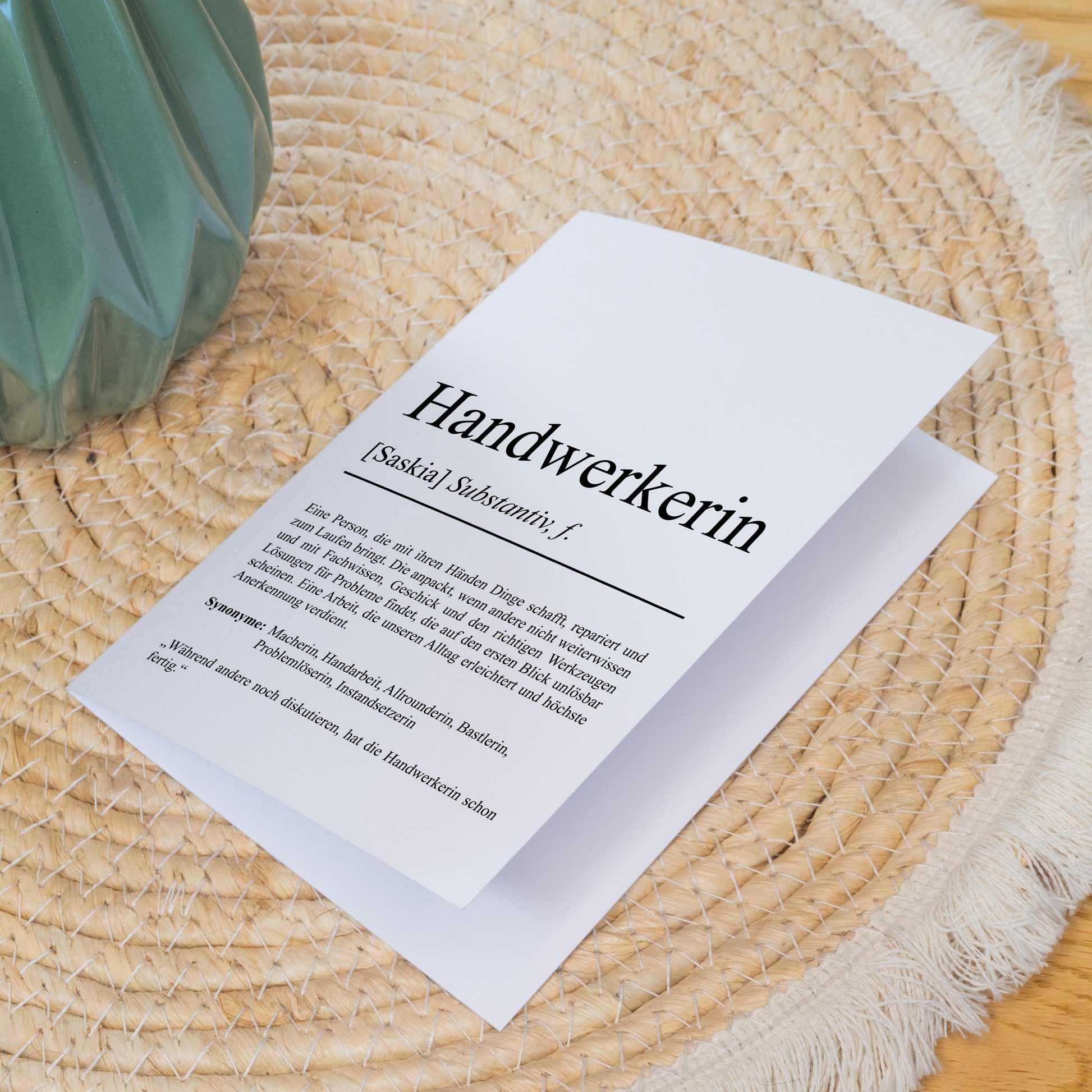Handwerkerin Definition A6 Karte personalisierbar mit Namen Beruf Handwerkerin Geschenk Geburtstag Grußkarte Klappkarte Umschlag