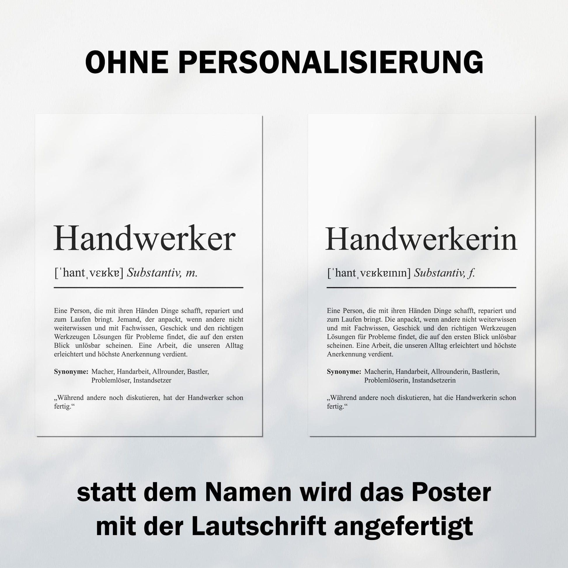 Handwerker Definition Poster personalisierbar mit Namen Beruf Poster Handwerker Geschenk Einzug Geburtstag Geschenk Handwerker Poster Beruf