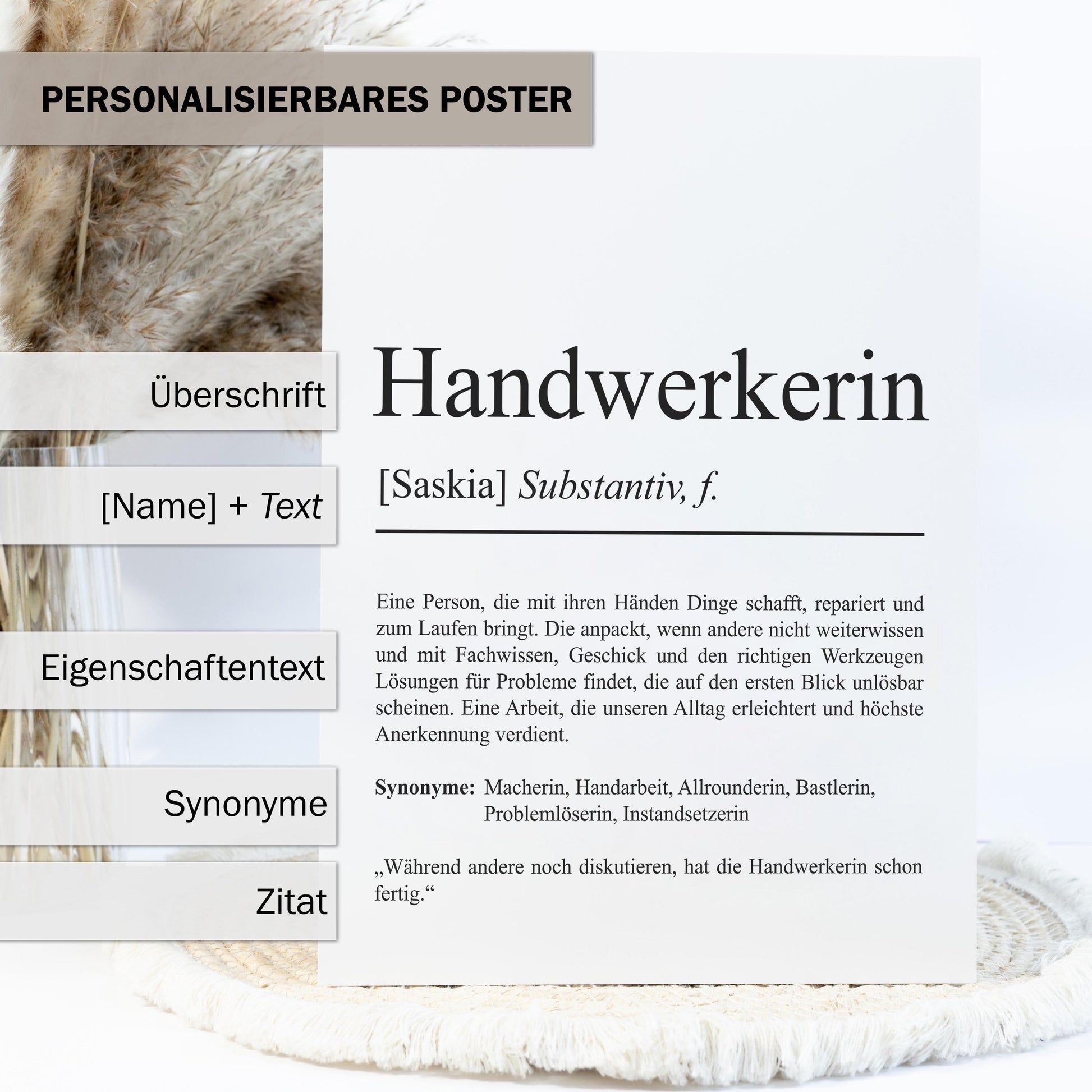 Handwerker Definition Poster personalisierbar mit Namen Beruf Poster Handwerker Geschenk Einzug Geburtstag Geschenk Handwerker Poster Beruf