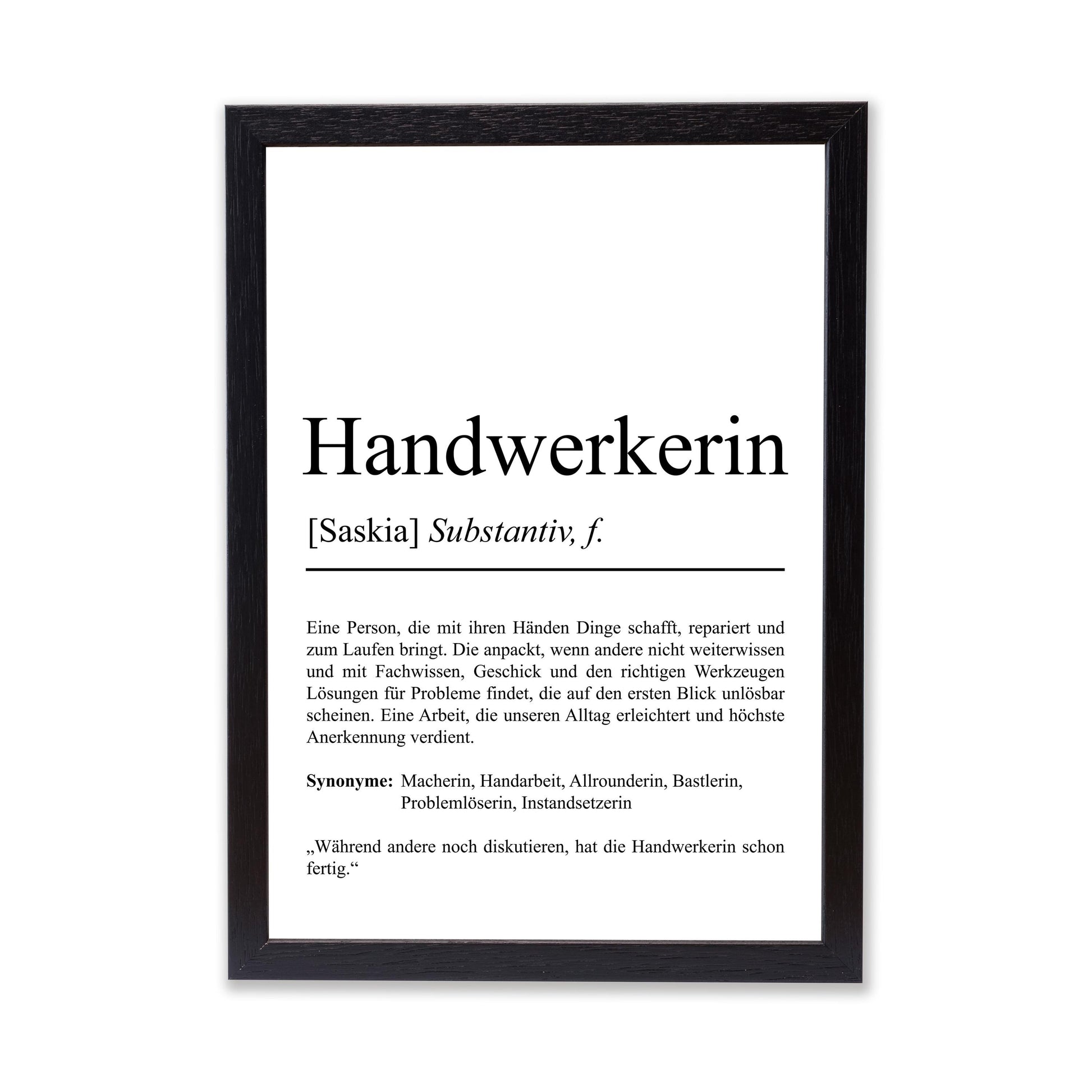 Handwerker Definition Poster personalisierbar mit Namen Beruf Poster Handwerker Geschenk Einzug Geburtstag Geschenk Handwerker Poster Beruf
