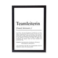 Teamleiterin Definition Poster personalisierbar mit Namen Beruf Poster Geschenk Teamleiterin Poster wahlweise mit Rahmen
