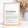 Teamleiterin Definition Poster personalisierbar mit Namen Beruf Poster Geschenk Teamleiterin Poster wahlweise mit Rahmen